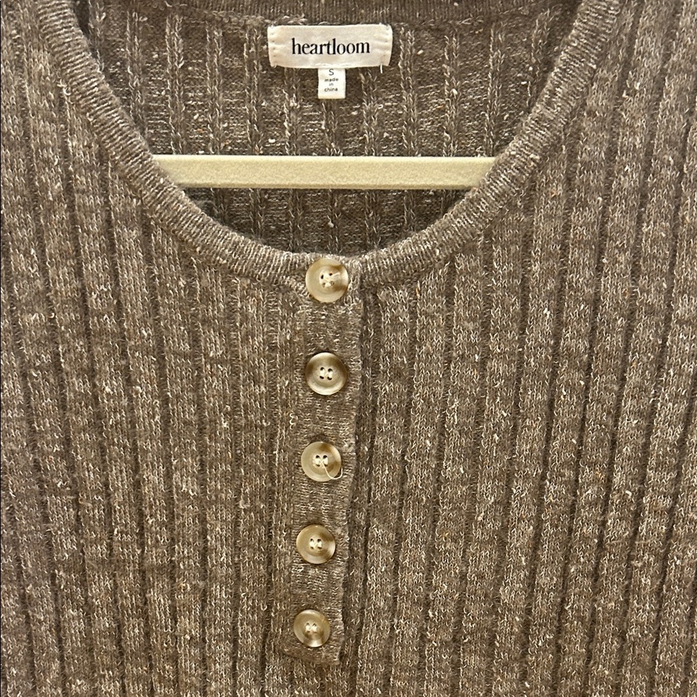 Heartloom Taupe Ribbed Button-Front Sweater - Picture 4 of 4